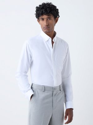 WES Formals White Relaxed-Fit Cotton Shirt