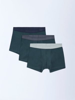 WES Lounge Black Cotton Trunks - Pack of 3