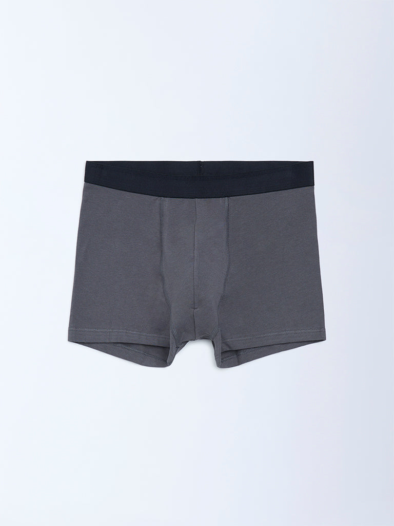 WES Lounge Dark Grey Cotton Trunks - Pack of 3 - Image 3