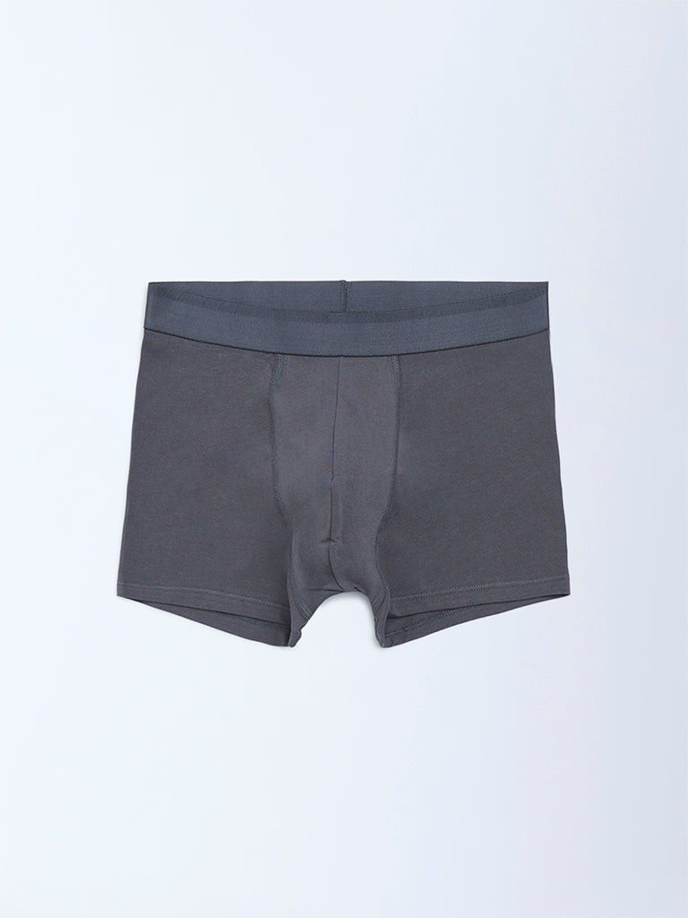 WES Lounge Dark Grey Cotton Trunks - Pack of 3 - Image 4