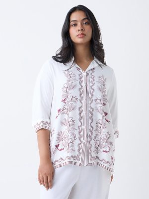Gia White Foliage Printed Shirt