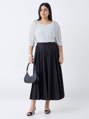 Gia Black Accordion Pleated High-Rise Skirt