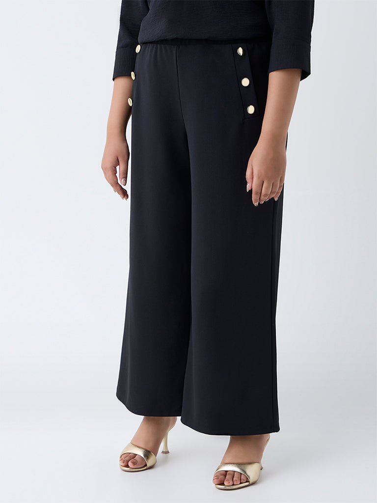 Gia Black Solid Mid-Rise Pants - Image 2