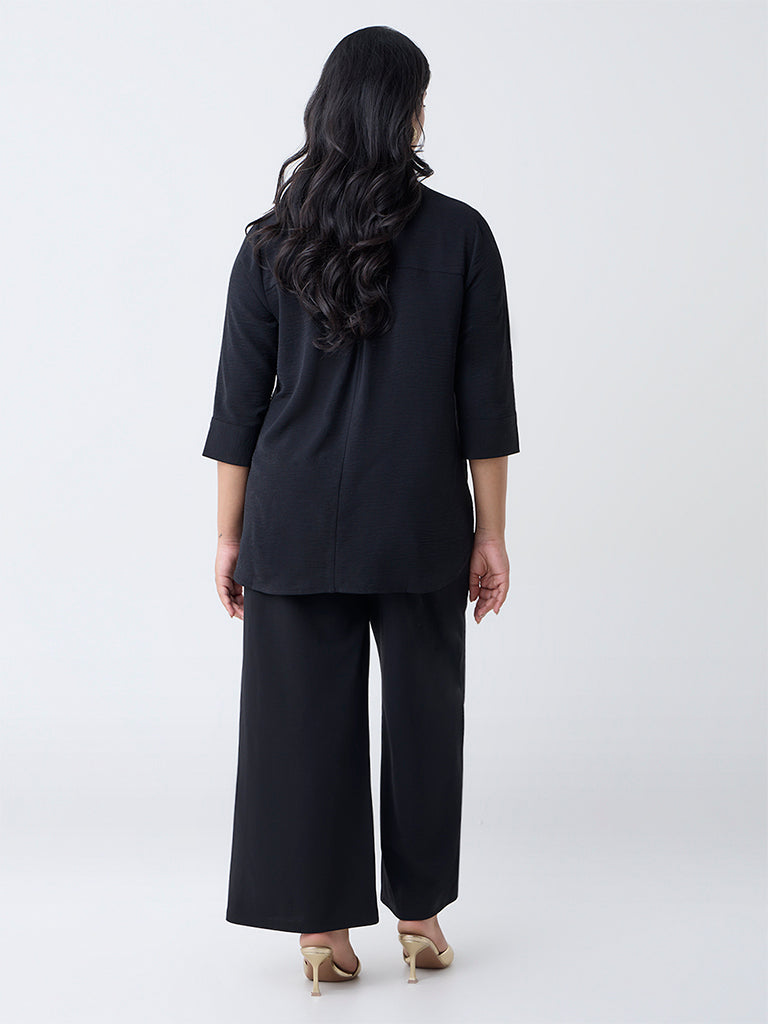 Gia Black Solid Mid-Rise Pants - Image 4