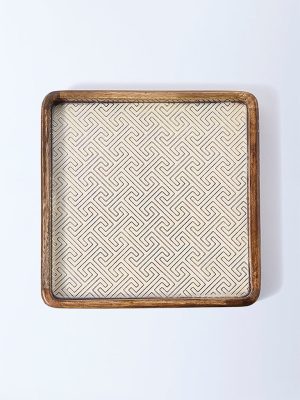 Westside Home Beige Geometric Design Serving Tray