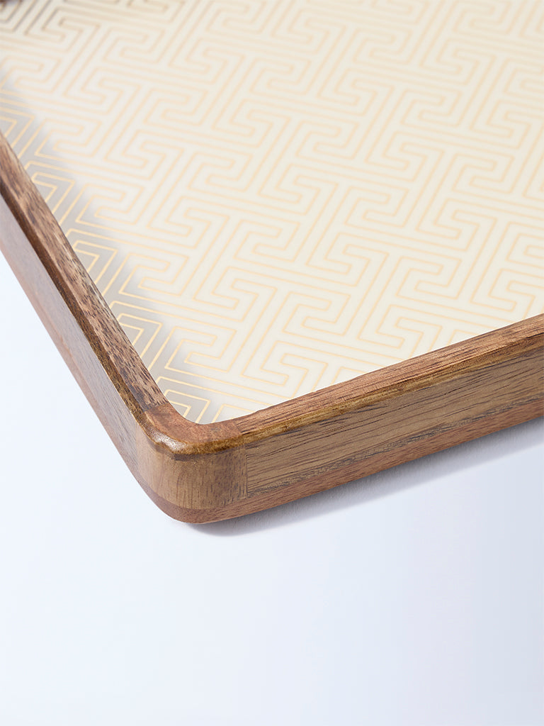 Westside Home Beige Geometric Design Serving Tray - Image 3