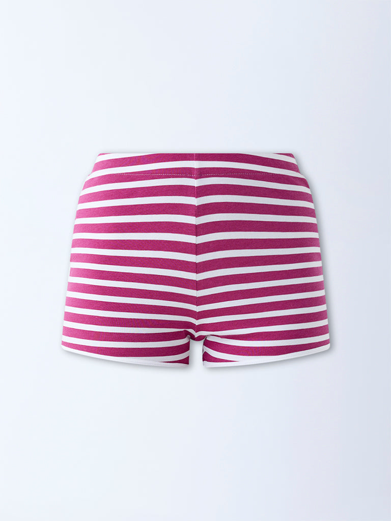 Superstar Magenta Striped High-Rise Shorts - Image 5