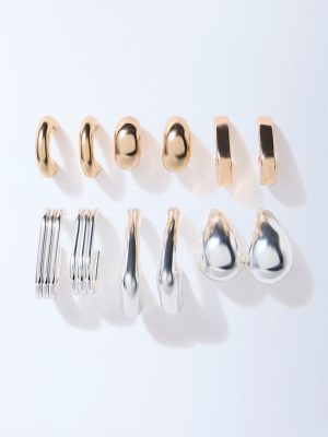 Westside Accessories Gold and Silver Assorted Hoop Earrings - Pack of 6