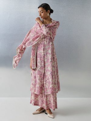 Zuba Pink Floral Patterned Stole