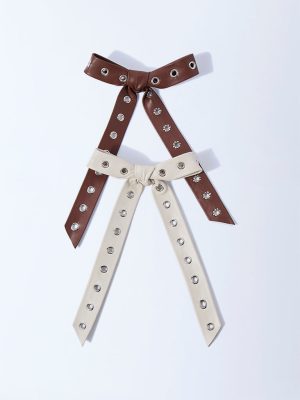 Westside Accessories Beige and Brown Bow Clips - Pack of 2