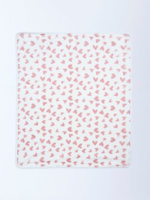 HOP Baby Dusty Pink Heart Print Fleece Blanket