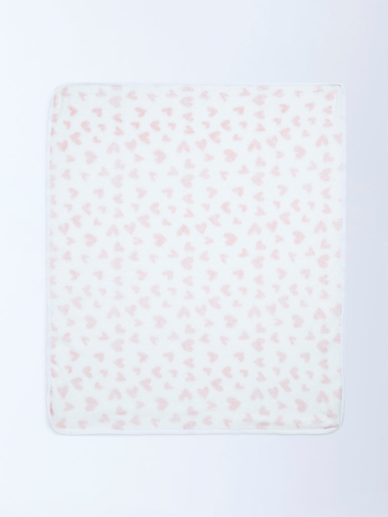 HOP Baby Dusty Pink Heart Print Fleece Blanket - Image 2