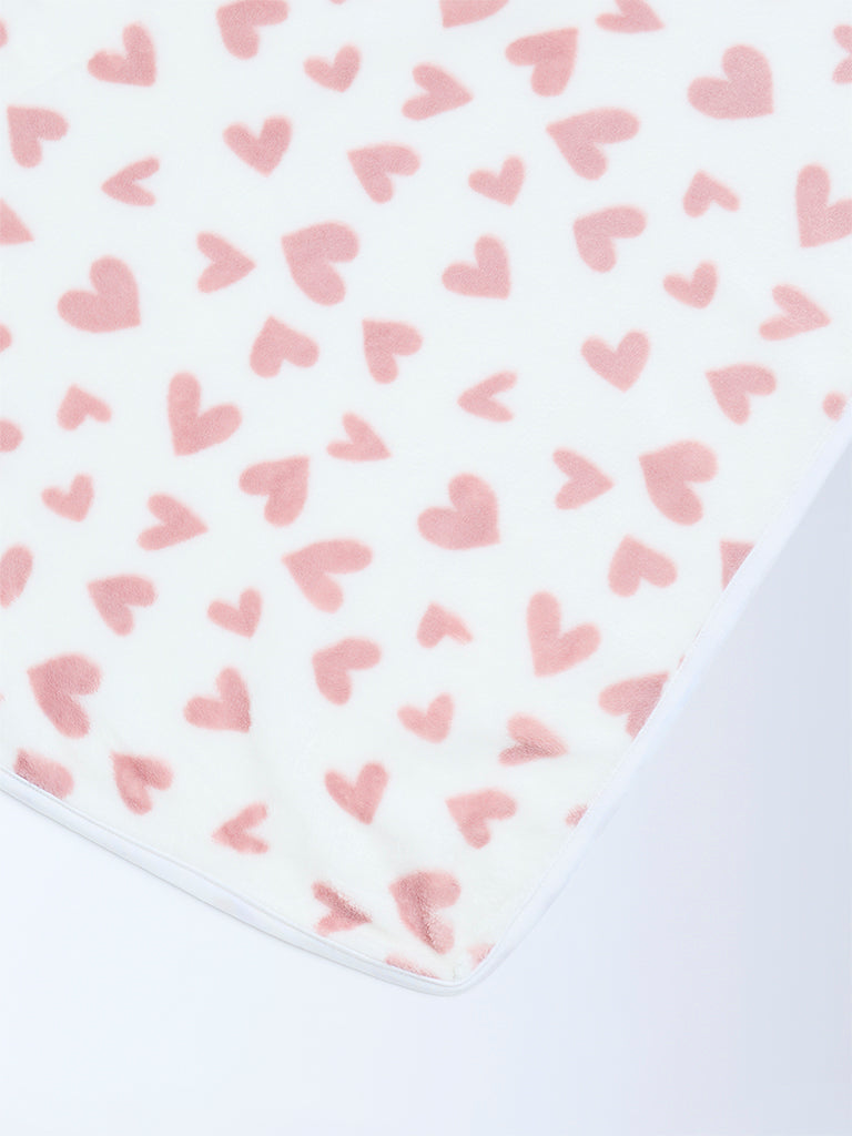 HOP Baby Dusty Pink Heart Print Fleece Blanket - Image 3