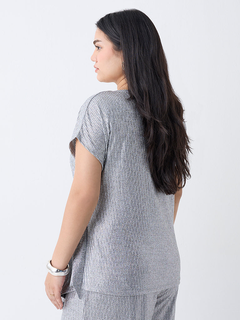 Gia Silver Shimmer Detailed Top - Image 3