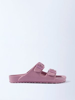 LUNA BLU Dull Pink Dual-Strap Slip-On Sandals