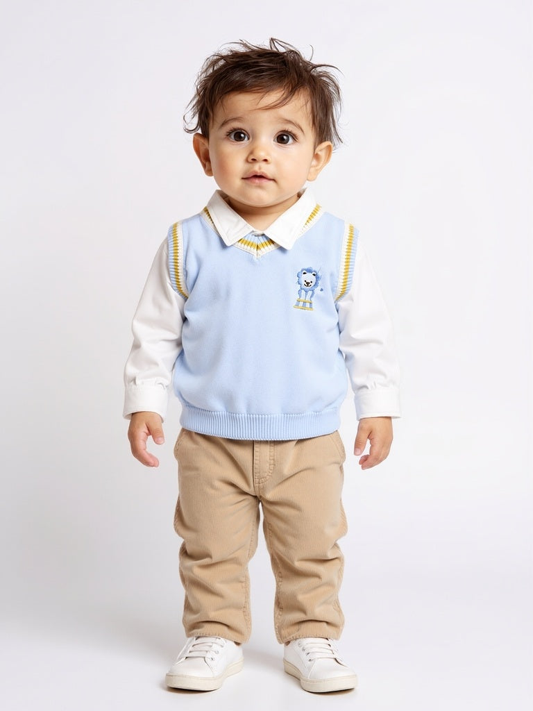 HOP Baby Light Blue Knitted Cotton Sweater