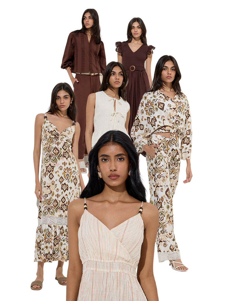 LOV Off-White Seersucker A-Line Dress - Image 5