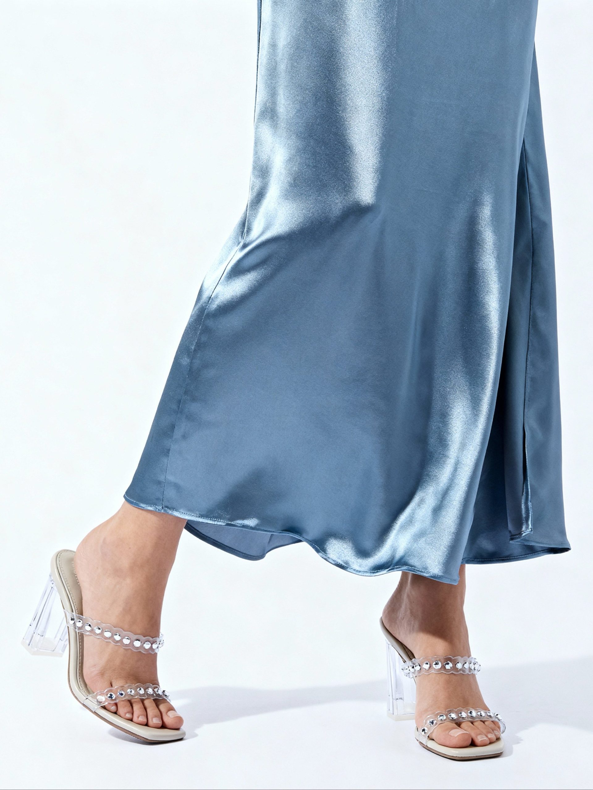 LUNA BLU Ivory Pearlescent Detailed Heel Sandals - Image 2