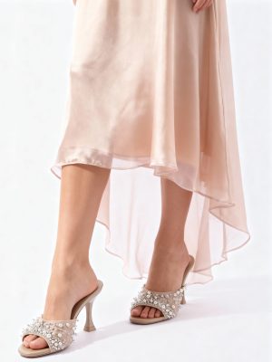 LUNA BLU Beige Embellished Heel Sandals