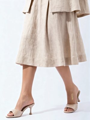 LUNA BLU Beige Solid Slip-On Heel Sandals