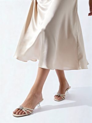 LUNA BLU Ivory Multi-Strap Kitten Heel Sandals