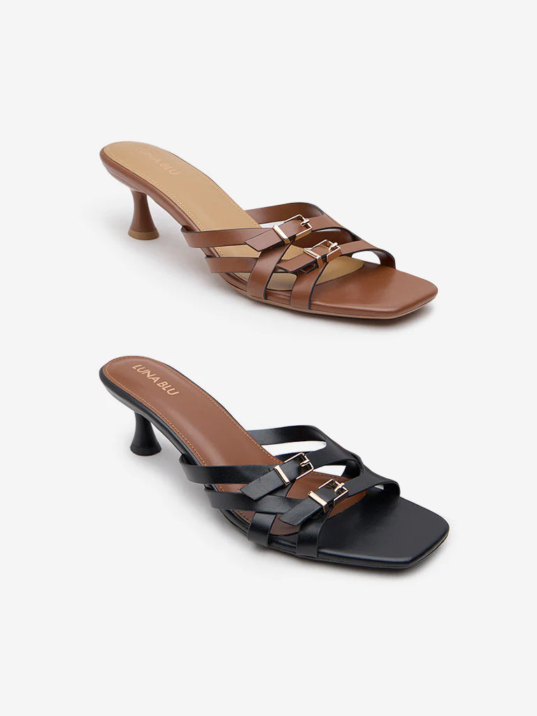 LUNA BLU Tan Multi-Strap Heel Sandals - Image 5