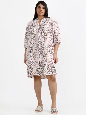 Gia White Floral-Patterned Tiered Dress
