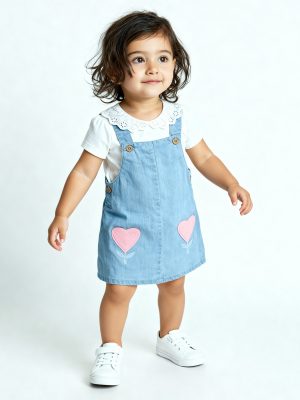 HOP Baby Blue Denim Pinafore with T-Shirt Set