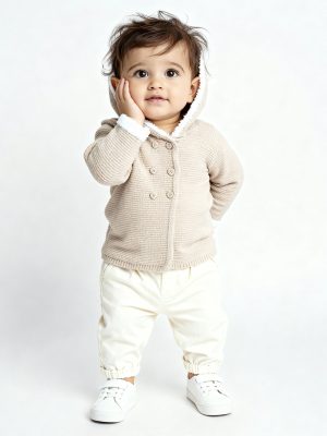HOP Baby Beige Knitted Cotton Sweater
