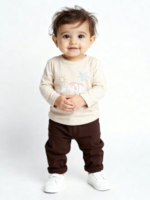 HOP Baby Beige Printed Cotton T-Shirts - Pack of 3