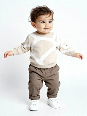 HOP Baby Beige Animal Design Cotton Sweater