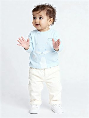 HOP Baby Blue Printed Cotton T-Shirts - Pack of 3