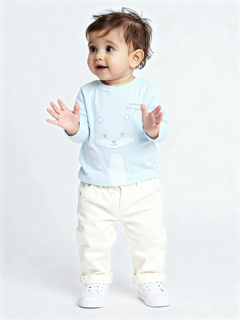 HOP Baby Blue Printed Cotton T-Shirts - Pack of 3
