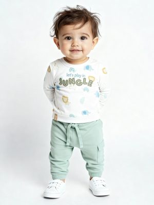 HOP Baby Off-White Cotton-Blend Sweatshirt and Joggers Set