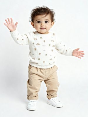 HOP Baby Off-White Embroidered Sweater