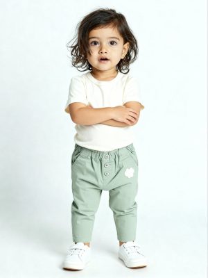 HOP Baby Sage Solid High-Rise Cotton-Blend Pants