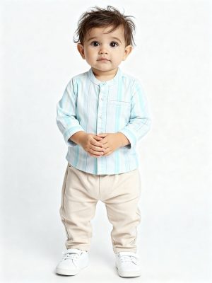 HOP Baby White Striped Cotton Shirt
