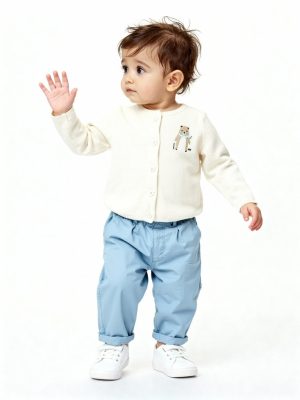 HOP Baby Off-White Animal Design Cotton Sweater