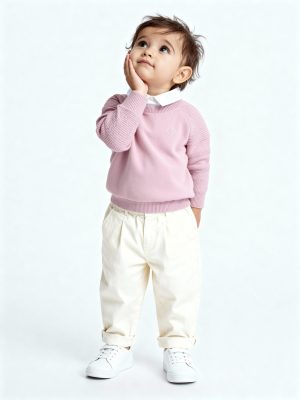 HOP Baby Dusty Pink Knit-Textured Cotton Sweater