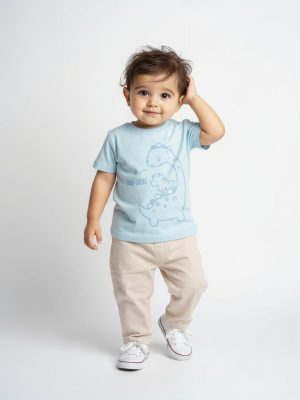 HOP Baby Blue Printed Cotton T-Shirts - Pack of 3