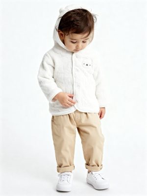 HOP Baby White Teddy Design Faux-Fur Jacket