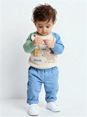 HOP Baby Multicolour Animal Design Cotton Sweater