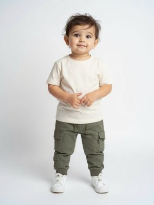 HOP Baby Olive Cargo-Style Mid-Rise Cotton-Blend Joggers