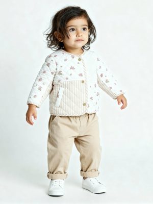 HOP Baby Beige Printed Cotton Jacket