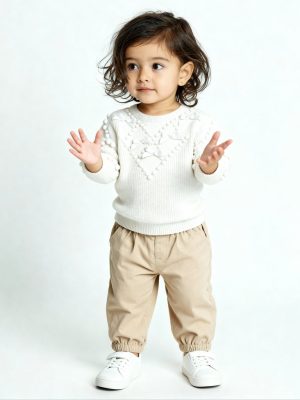 HOP Baby Off-White Knit-Textured Sweater