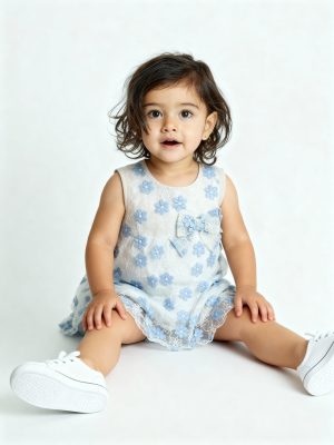 HOP Baby White Floral Embroidered Balloon Dress