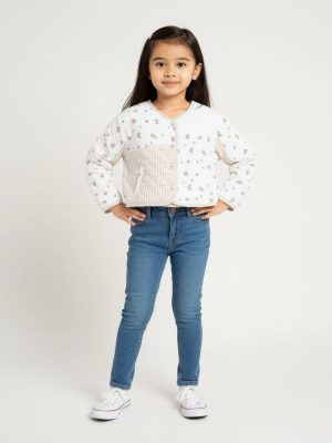 HOP Kids Beige Printed Cotton Jacket