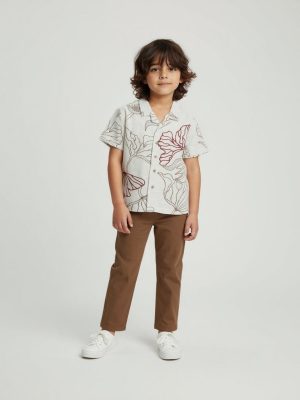 HOP Kids Off-White Botanical-Printed Resort-Fit Shirt