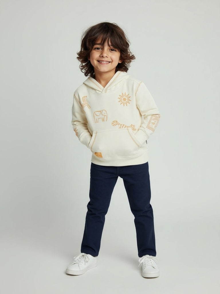 HOP Kids Off-White Animal Printed Cotton-Blend Hoodie