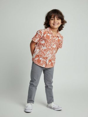 HOP Kids Orange Nature-Themed Resort-Fit Shirt